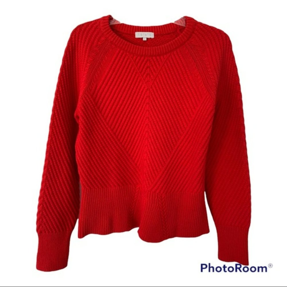 1. STATE Women's Diagonal Ribbed Sweater Size L SALE PRICE